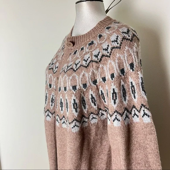 New Max edition Fair Isle Intarsia knit long Cardigan sweater Size Large NEW - Picture 3 of 9